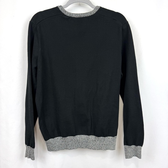 Sean John Women’s Sz L Black / Grey Full Zip Sweater V Neck Grannycore Casual LS - Picture 3 of 8